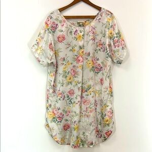Vintage Barbizon Nightdress Floral Silky Buttons Soft Smooth Flower Pyjamas